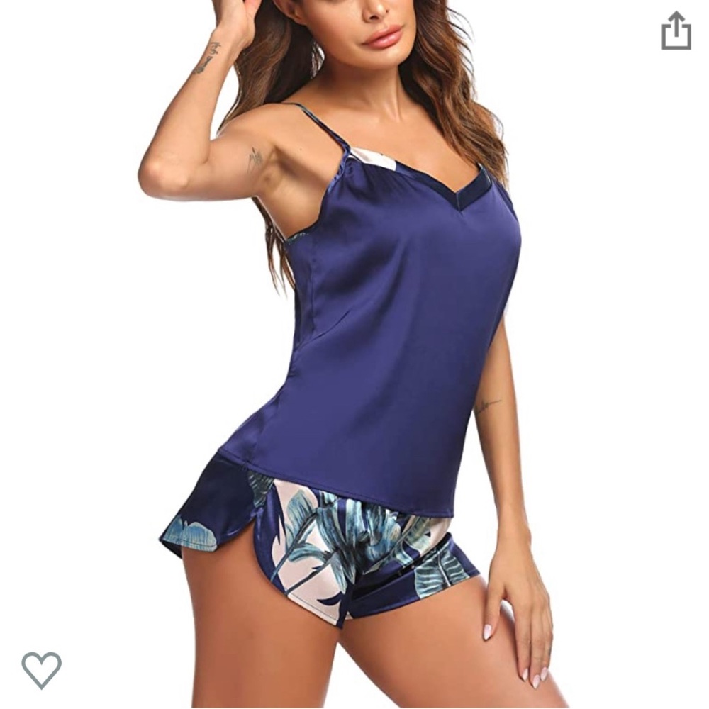 Elegant Blue Satin Sleepwear Set